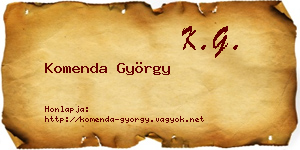 Komenda György névjegykártya